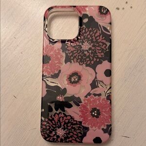 Floral Pink and Black Kate Spade Phone Case for iPhone 13 Pro Max